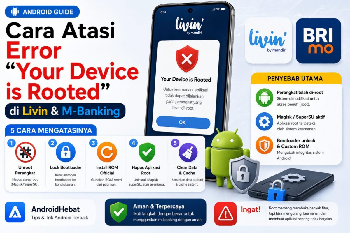 Arti rooted dan not rooted di HP Android serta cara mengatasinya di aplikasi banking