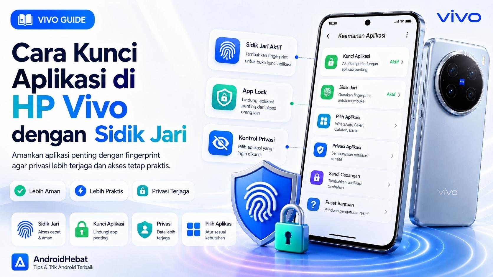 cara kunci aplikasi di hp vivo dengan password atau sidik jari
